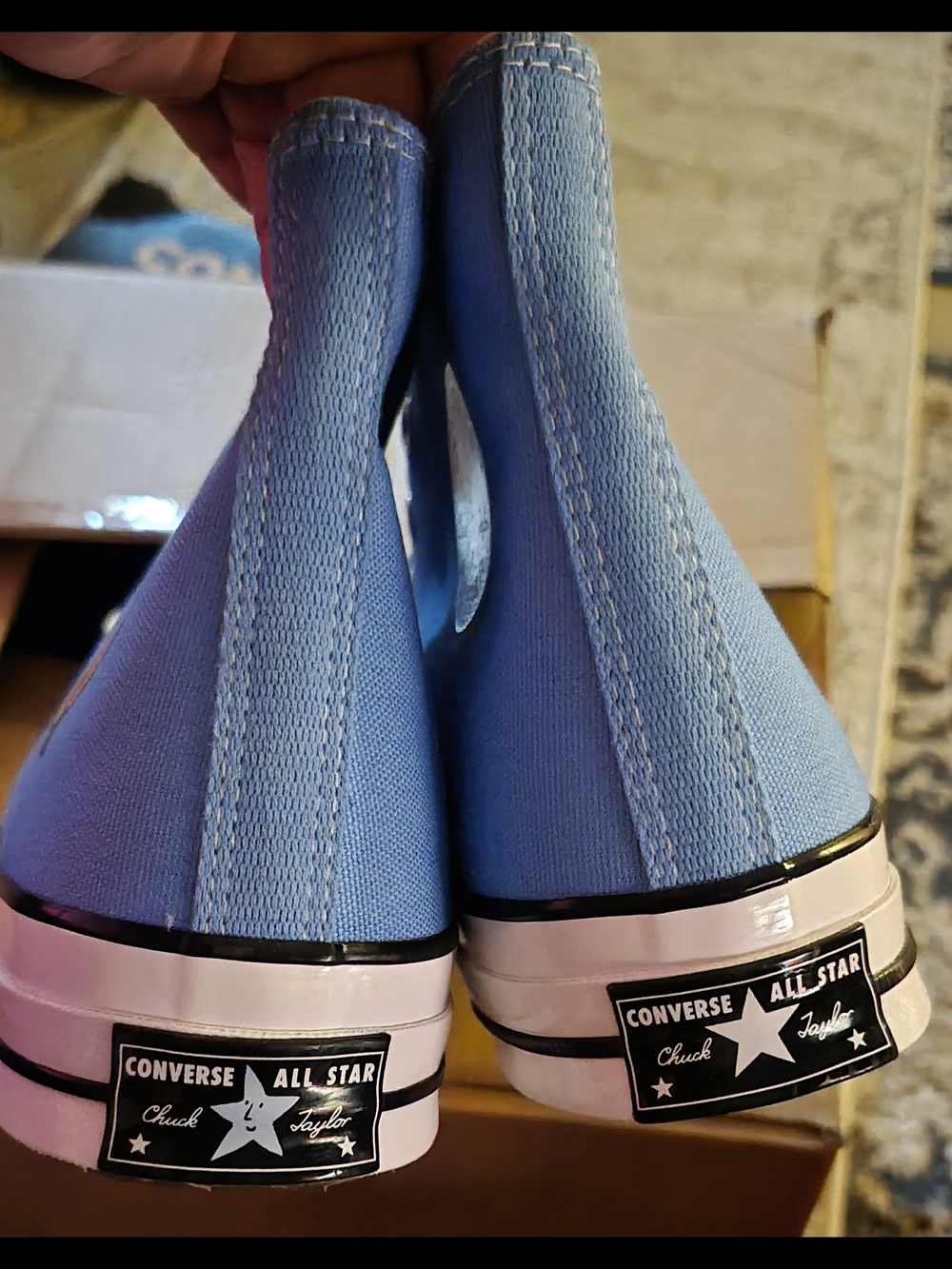 Converse Men's  Blue Canvas High-Top Sneakers with Strawberry Accent - Picture 4 of 10